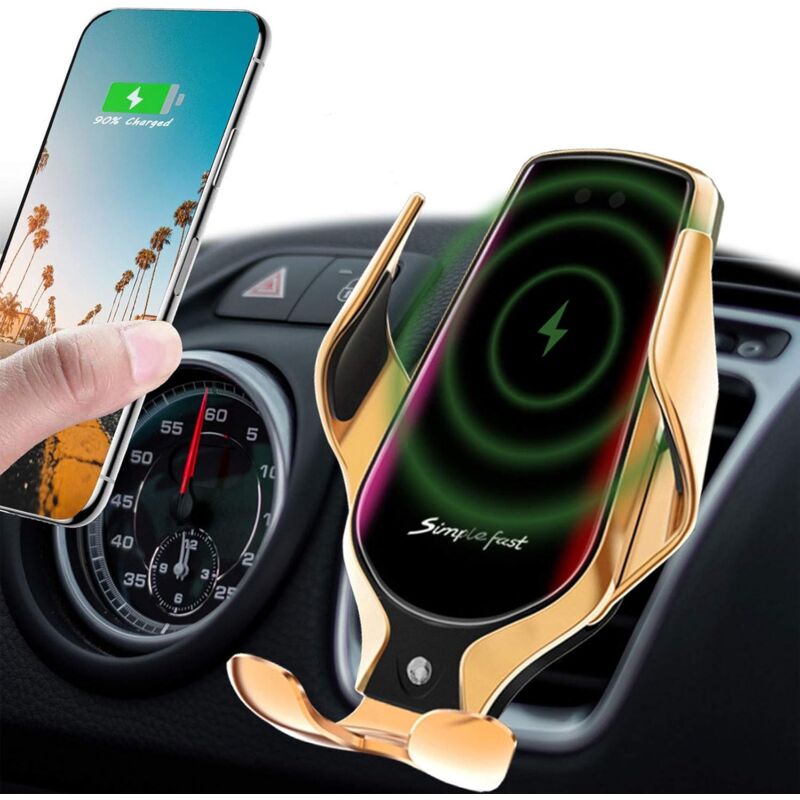 foto del prodotto supporto per caricabatterie wireless per auto, supporto per telefono cellulare con bloccaggio automatico e ventilazione, supporto per auto qi da 10 w