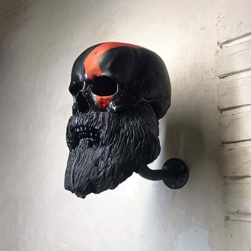 foto del prodotto supporto per casco con teschio per moto, supporto per casco con teschio, supporto per casco con gancio per moto, centro per casco con teschio per