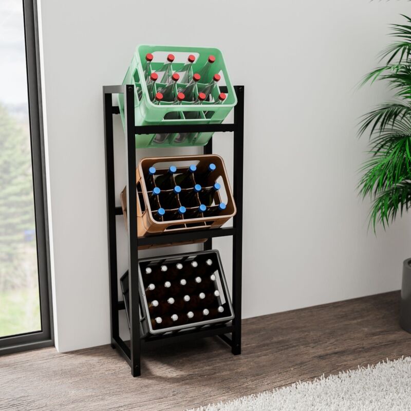 foto del prodotto supporto per casse per bevande impilate nero 116x47x31 cm