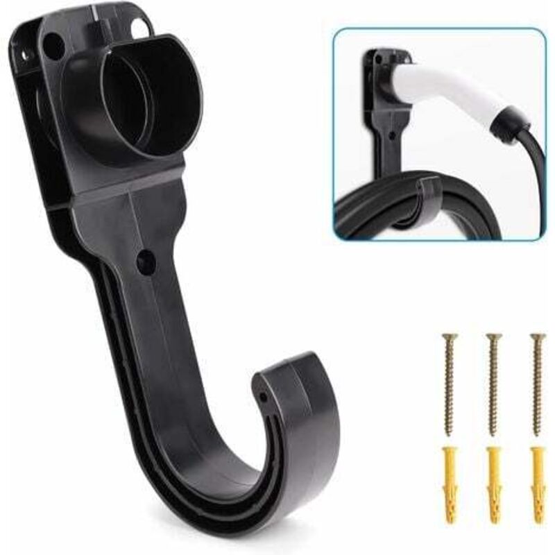 foto del prodotto supporto per cavo da parete per veicoli elettrici di tipo 2, supporto per cavo di ricarica, supporto universale 2 in 1 per caricabatterie da parete