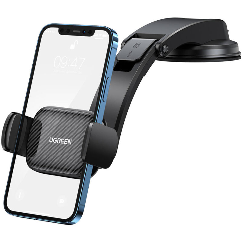 foto del prodotto supporto per cellulare da auto con morsetto per cabina di pilotaggio e vetro, nero