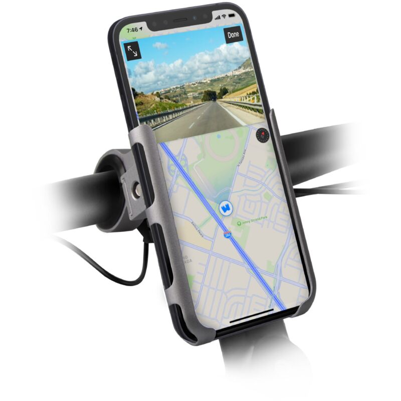 foto del prodotto supporto per cellulare in alluminio girevole 360 da bici o monopattino