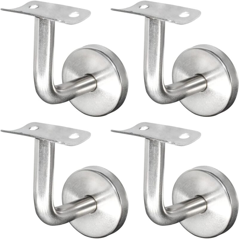 foto del prodotto supporto per corrimano in acciaio inox 304 per ringhiera delle scale, montaggio a parete, ringhiera in legno, argento 4 pezzi lablanc