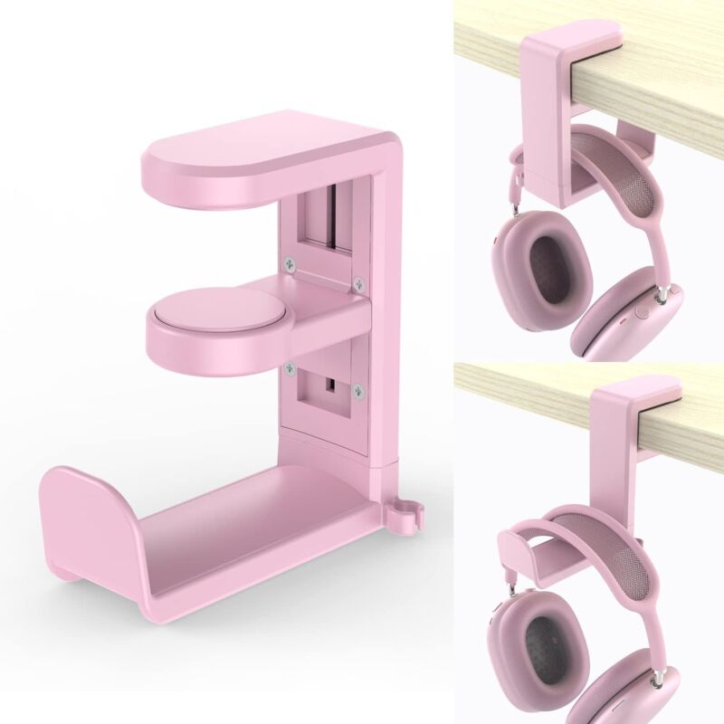 foto del prodotto supporto per cuffie da gioco, supporto per cuffie con morsetto regolabile e girevole, design sotto la scrivania, vestibilit universale sollbry