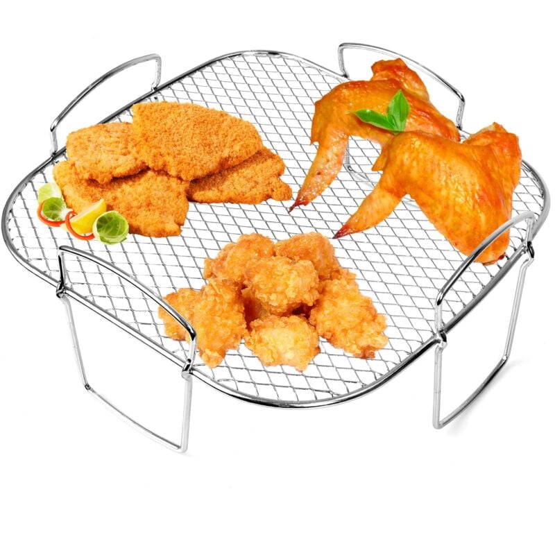 foto del prodotto supporto per friggitrice ad aria cosori da 5,5 l, accessori quadrati per friggitrice ad aria, ripiano per friggitrice ad aria in acciaio inossidabile