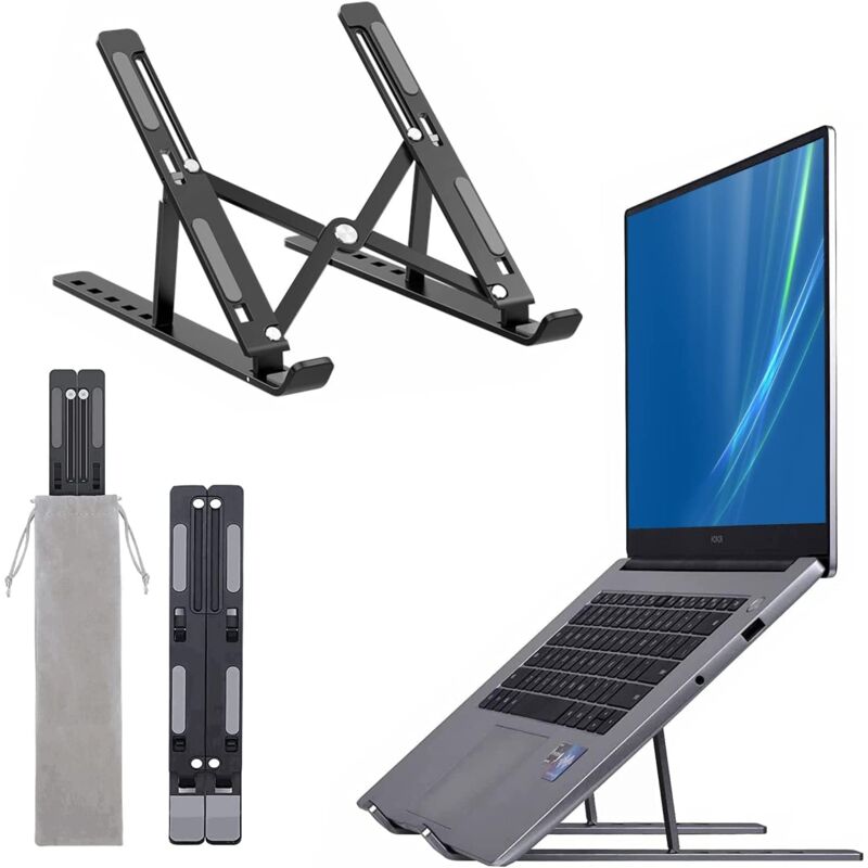foto del prodotto supporto per laptop lablanc 6 livelli regolabili raffreddatore ventilato in alluminio compatibile con la maggior parte dei modelli nero