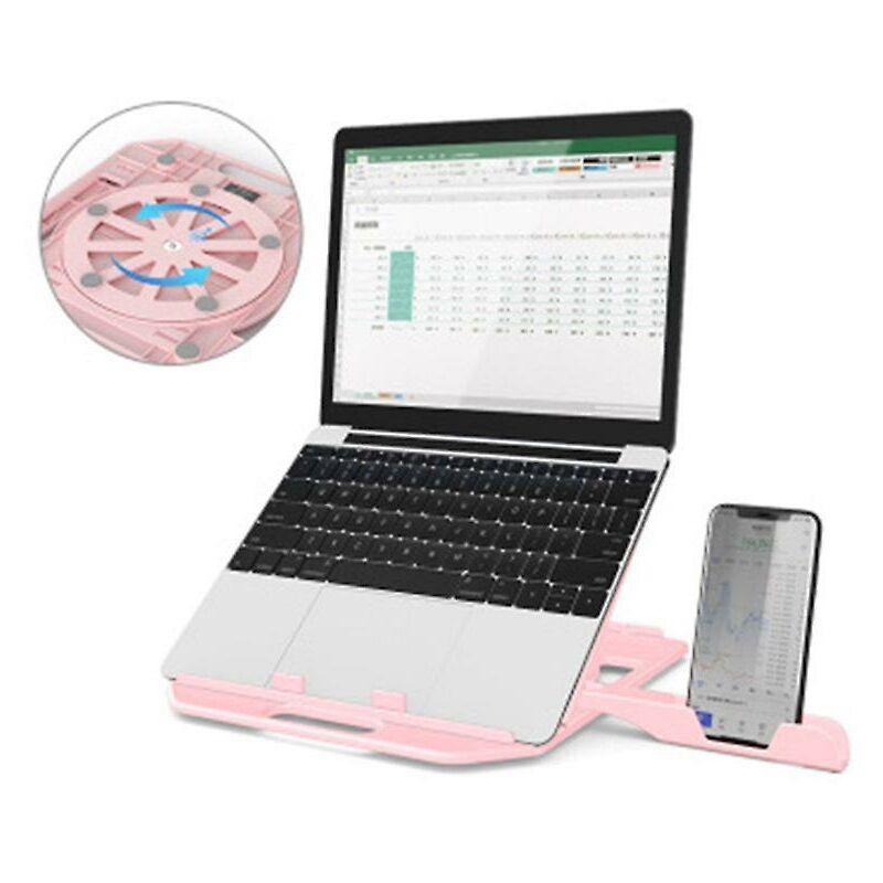 foto del prodotto supporto per laptop regolabile supporto per pad di raffreddamento per laptop con rotazione di 360 gradi rosa