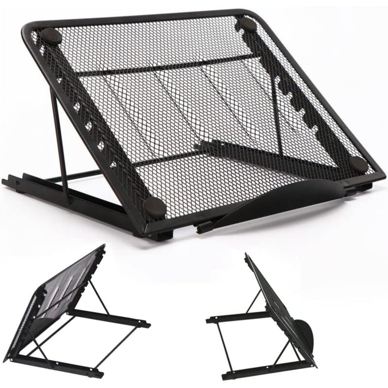foto del prodotto supporto per laptop, supporto pieghevole in alluminio per laptop, supporto regolabile per laptop, supporto ventilato per laptop con cuscinetto in