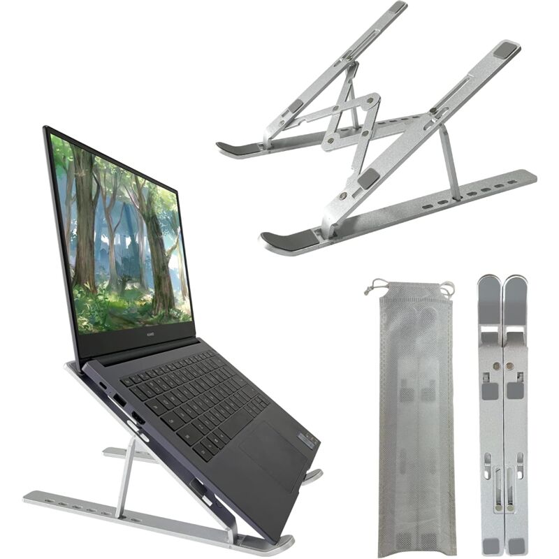 foto del prodotto supporto per laptop, ventilazione in alluminio antiscivolo regolabile a 7 angoli