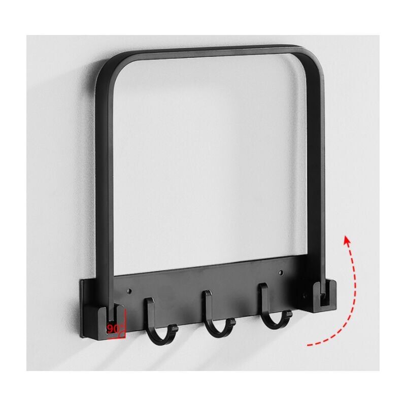 foto del prodotto supporto per lavandino del bagno, gancio per cucina, supporto per lavabo a parete, ripiano pieghevole in alluminio nero 