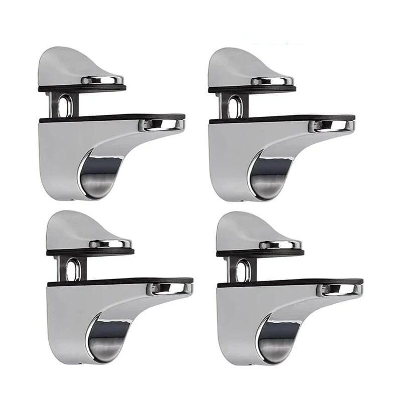 foto del prodotto supporto per mensola in vetro regolabile, 4 pezzi di supporto per mensola in vetro, morsetto per vetro da parete, supporto per mensola in vetro, per