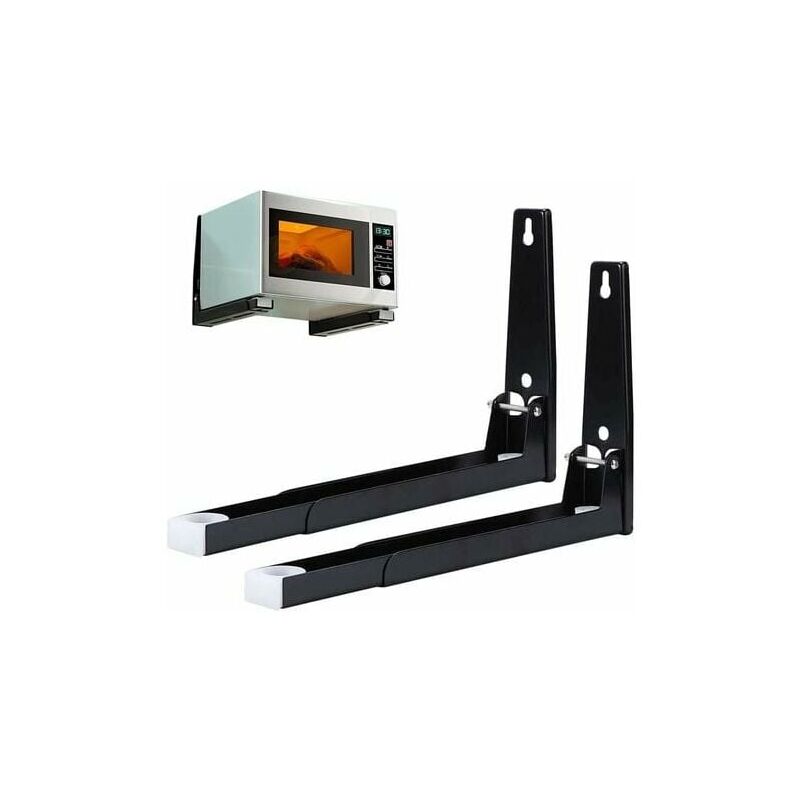 foto del prodotto supporto per microonde in 2 pezzi con staffa per microonde in acciaio, staffa per microonde a parete, ripiano per microonde a parete, per accessori