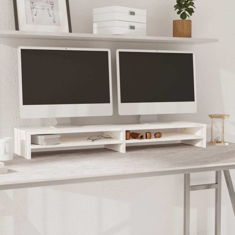 foto del prodotto supporto per monitor 100x24x13cm con 4 scomparti inferiori vari colori colore bianco