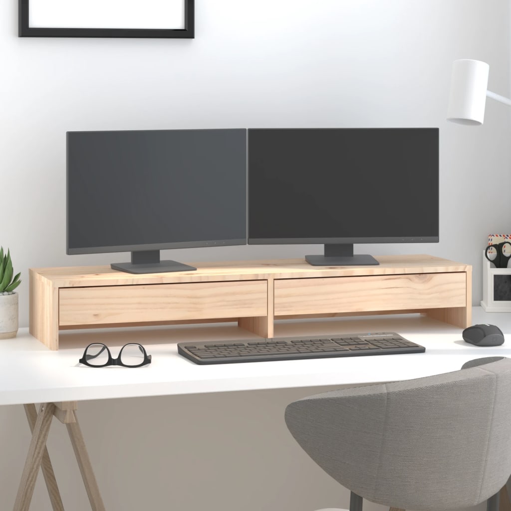 foto del prodotto supporto per monitor 100x27x15cm in legno massello di pino