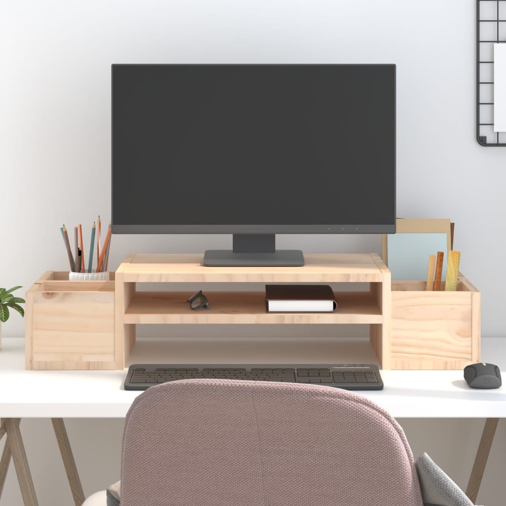 foto del prodotto supporto per monitor 70x27,5x15cm in legno massello di pino cod mxl 63909