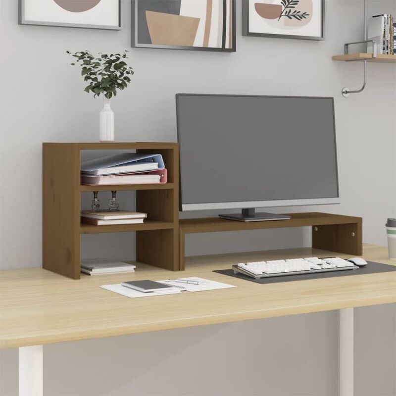 foto del prodotto supporto per monitor ambra 81x20x30 cm legno massello di pino vidaxl
