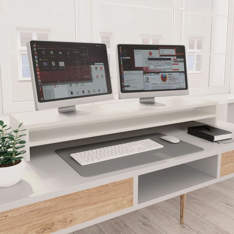 foto del prodotto supporto per monitor bianco 100x24x13 cm in legno multistrato vidaxl