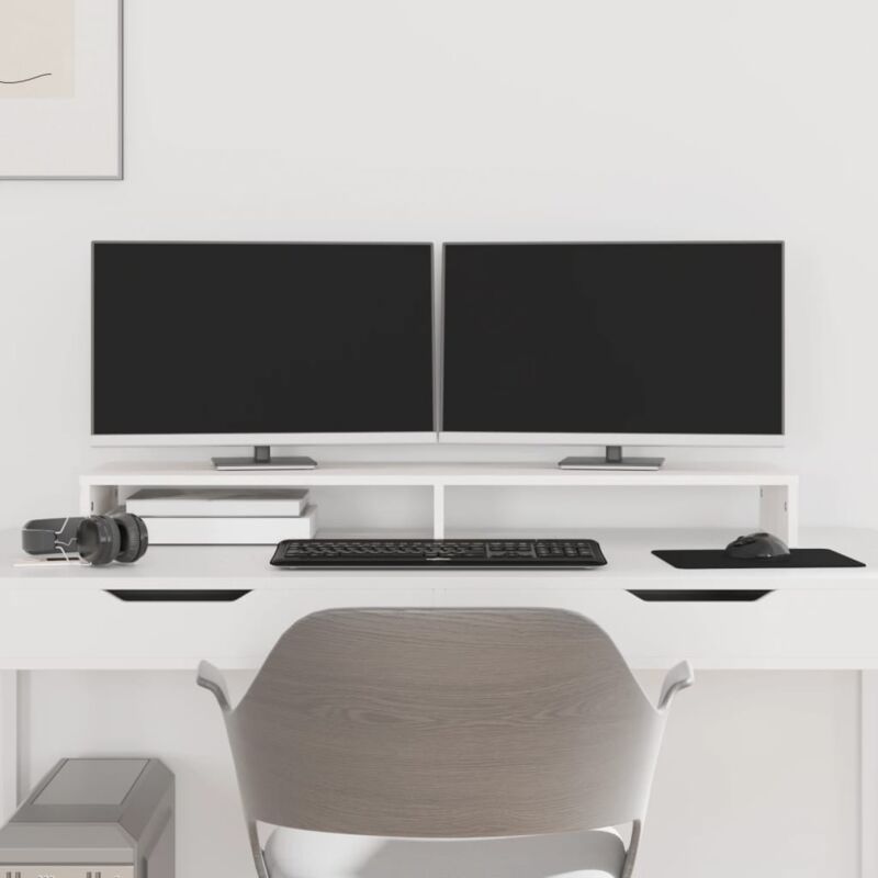 foto del prodotto supporto per monitor bianco 100x27x10 cm legno massello di pino vidaxl