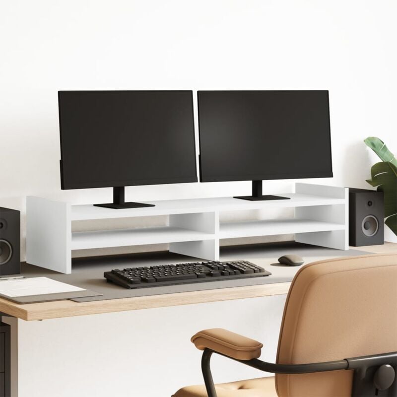 foto del prodotto supporto per monitor bianco 100x27x20 cm in legno multistrato vidaxl