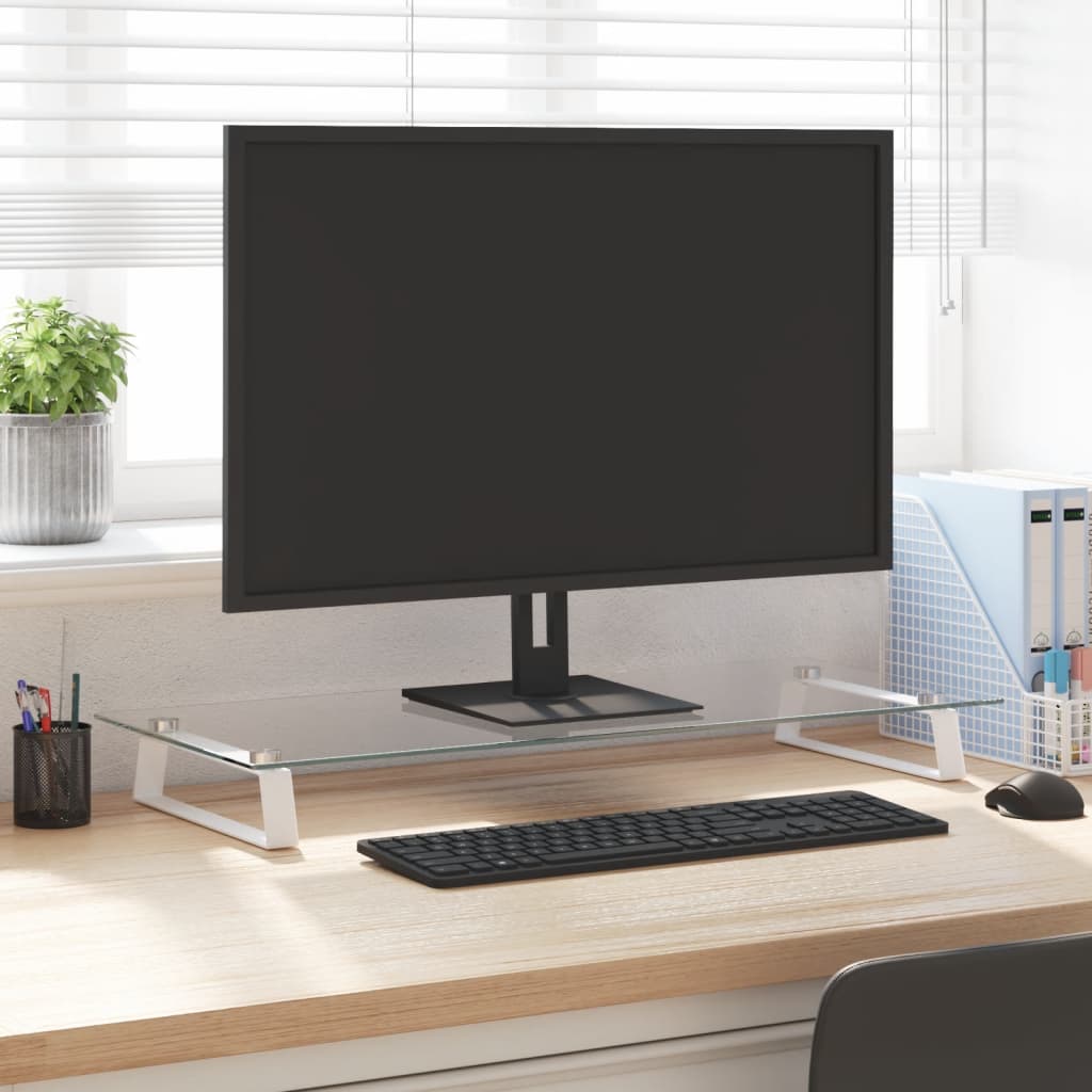 immagine 0 del prodotto supporto per monitor bianco 80x35x8cm vetro temperato e metallocod mxl 133366