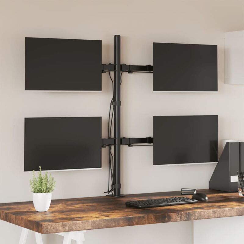 foto del prodotto supporto per monitor in acciaio nero vesa 75 100 mm vidaxl