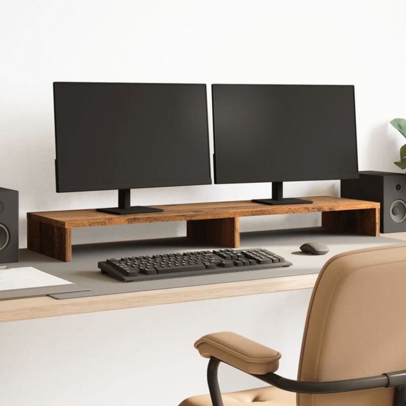 foto del prodotto supporto per monitor legno vecchio 100x27x10 cm in truciolato vidaxl