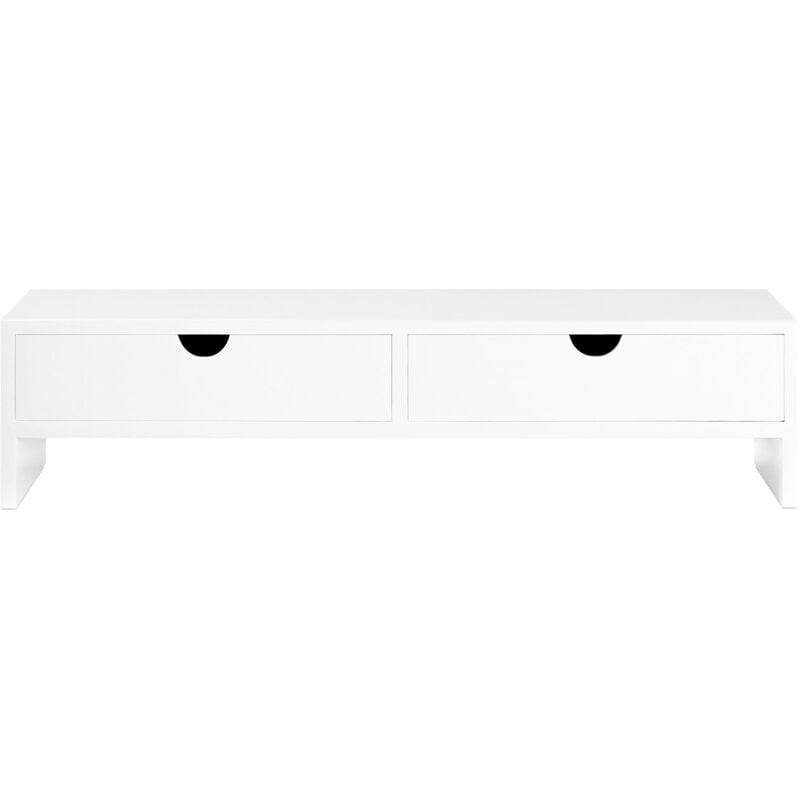 foto del prodotto supporto per monitor pc scrivania organizer scrivania rialzo monitor con 2 cassetti bbf02 wn sobuy