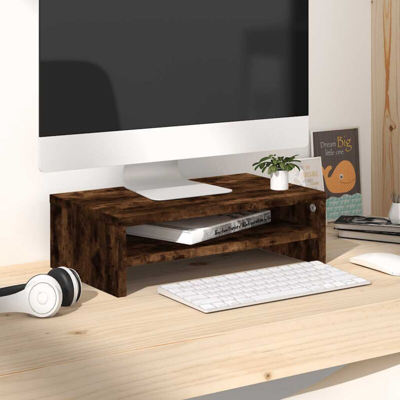 foto del prodotto supporto per monitor rovere fumo 42x24x13 cm legno multistrato