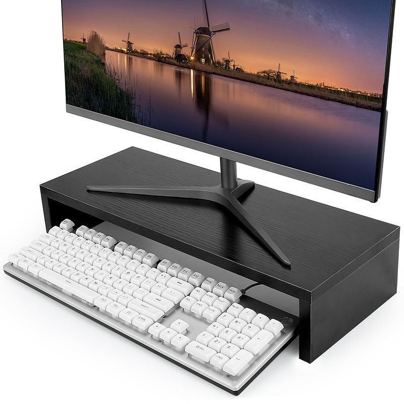 foto del prodotto supporto per monitor staccabile in legno 502010cm, supporto per laptop con supporto per telefono e gestione dei cavi