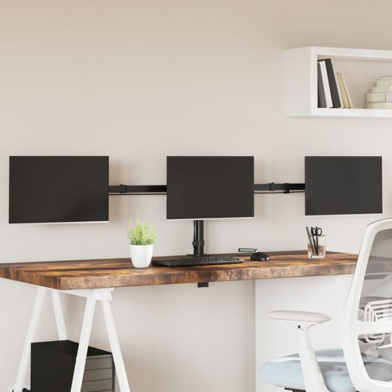 foto del prodotto supporto per monitor triplo in acciaio nero vesa 75 100 mm vidaxl