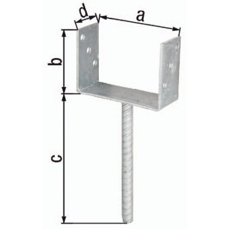 foto del prodotto supporto per pali u eta 10 0210 81x100x200x60mm tzn con ancoraggio in cemento e asta ondulata