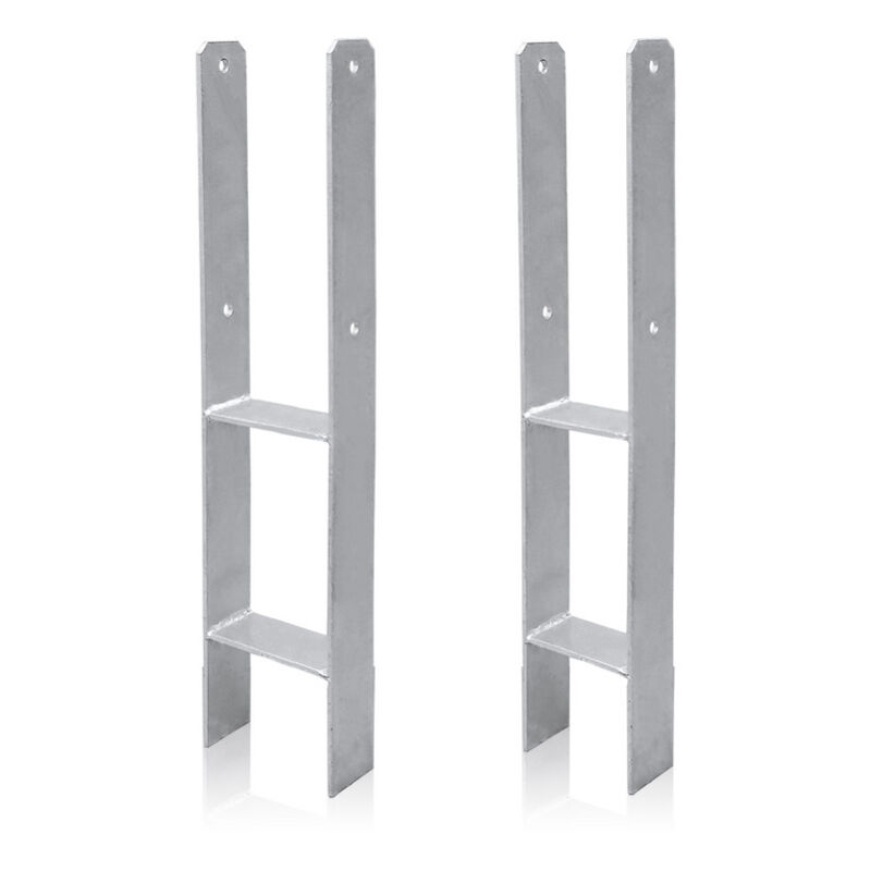 foto del prodotto supporto per palo h per carport recinzioni supporto per palo in h supporto da incasso 91mm 2 pezzi swanew
