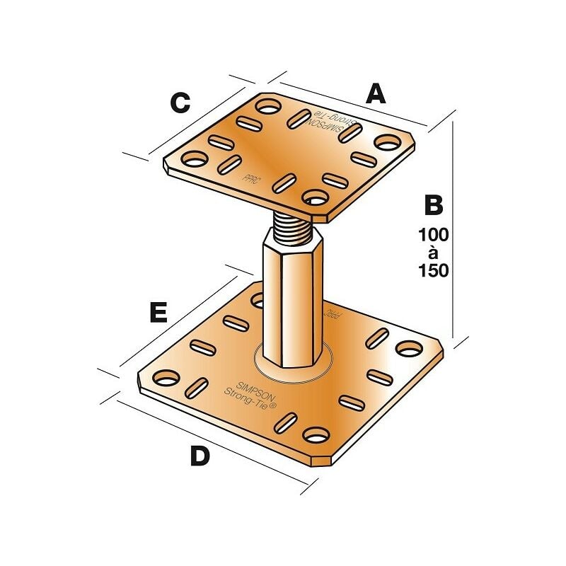 foto del prodotto supporto per palo regolabile pronto all uso simpson kit completo con elementi di fissaggio kit fix pprc