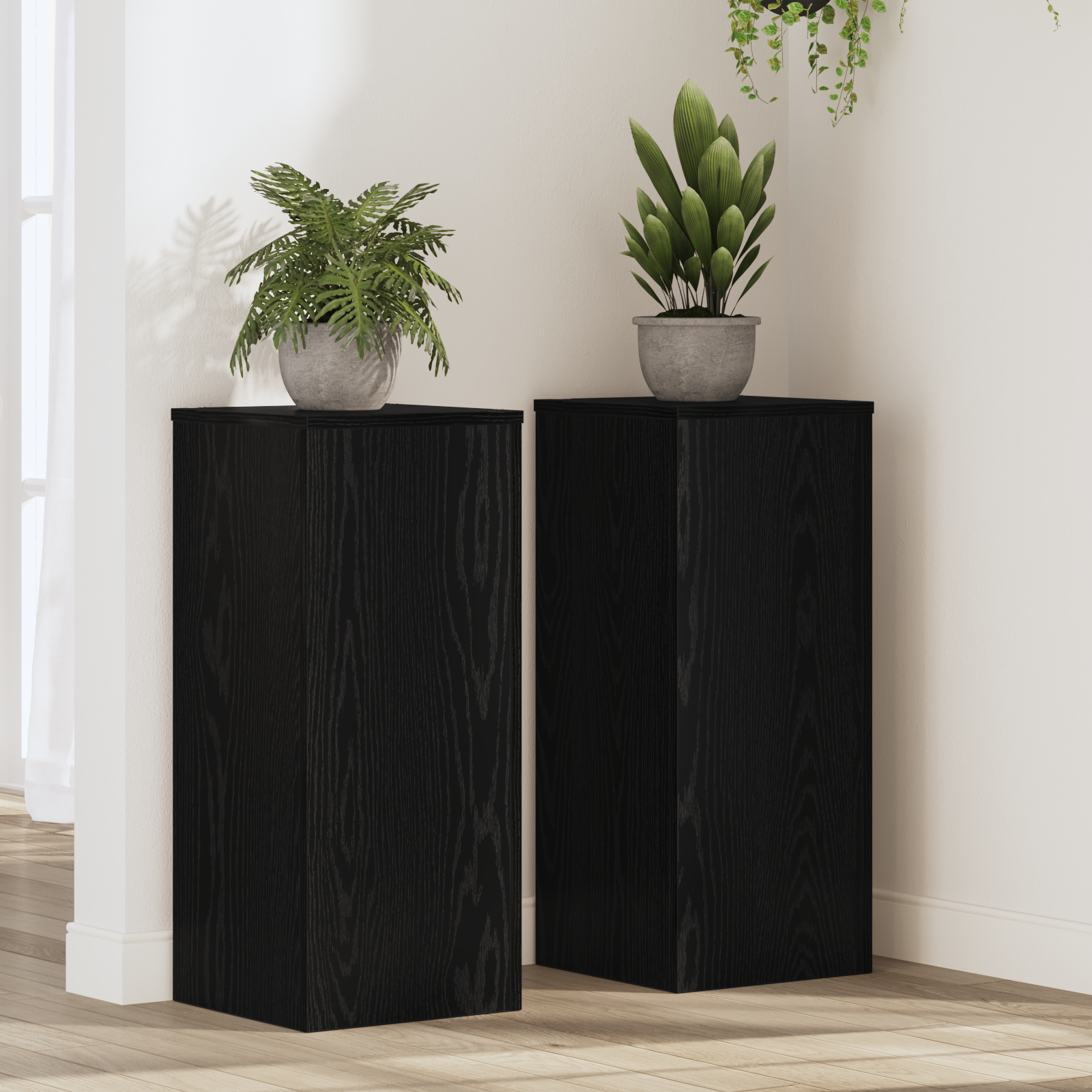 foto del prodotto supporto per piante 2 pcs rovere nero 30 x 30 x 70 cm vidaxl