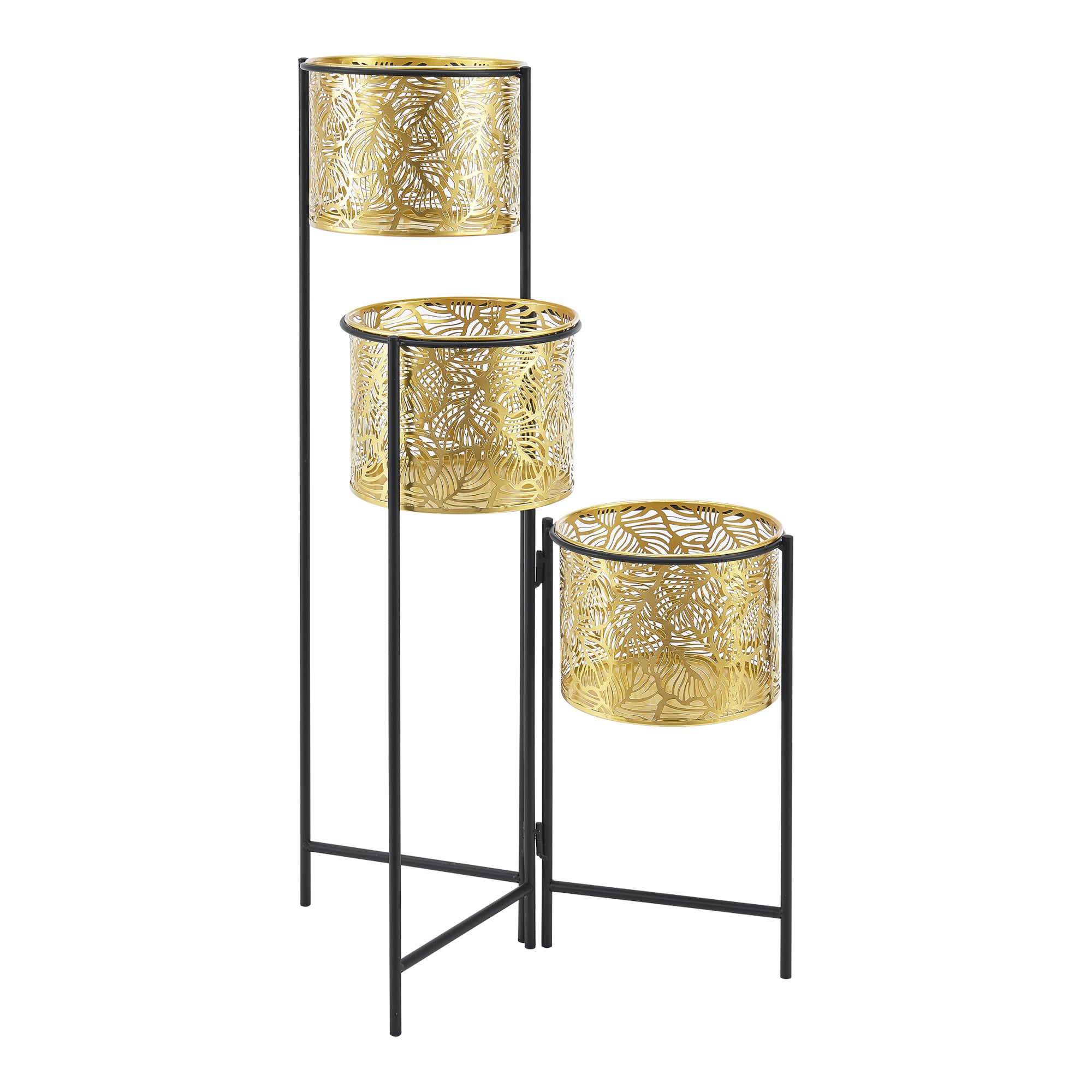 foto del prodotto supporto per piante (con 3 vasi) glassbroek metallo ottone nero 03 0007686