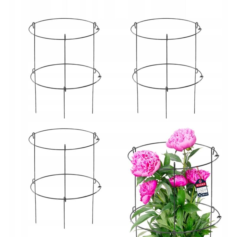 foto del prodotto supporto per piante da fiore 60 cm anello da giardino supporto in acciaio 3 pz kadax