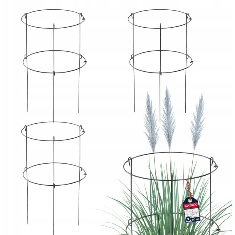 foto del prodotto supporto per piante da fiore 90 cm anello da giardino supporto in acciaio 3 pz kadax
