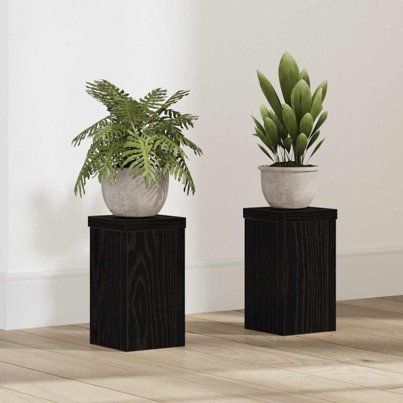foto del prodotto supporto per piante in rovere nero di set di 2 rovere nero legno vidaxl