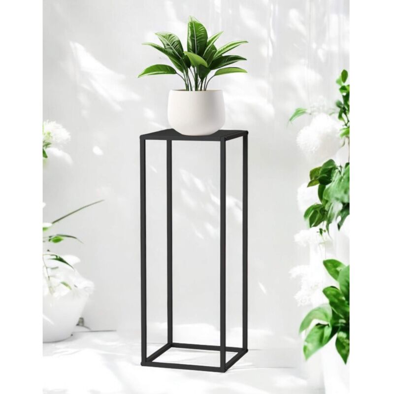 foto del prodotto supporto per piante metallo nero quadrato 80 cm 96588 tavolino alto sgabello per fiori portapiante design moderno dandibo