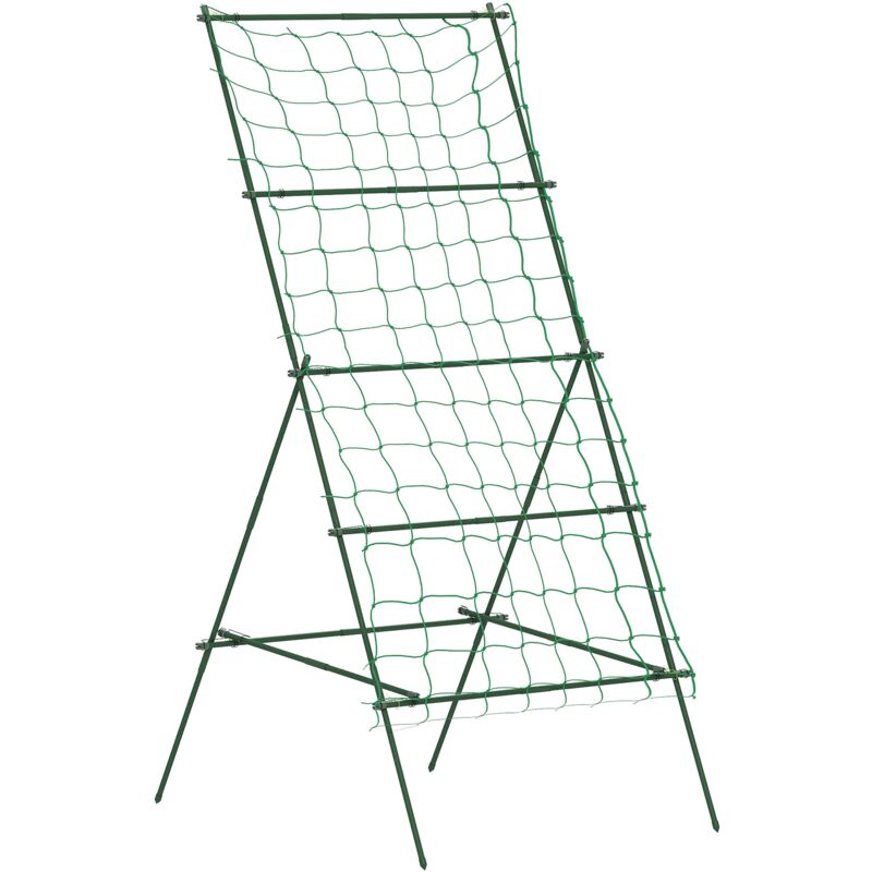 foto del prodotto supporto per piante rampicanti 101x133x227 cm a livelli regolabili con rete in acciaio pe e pp verde