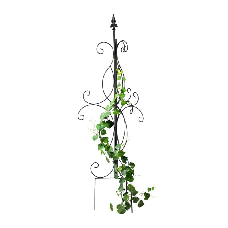 foto del prodotto supporto per piante rampicanti da giardino, hlp 125x43x43 cm, traliccio di sostegno per rose, acciaio, nero relaxdays