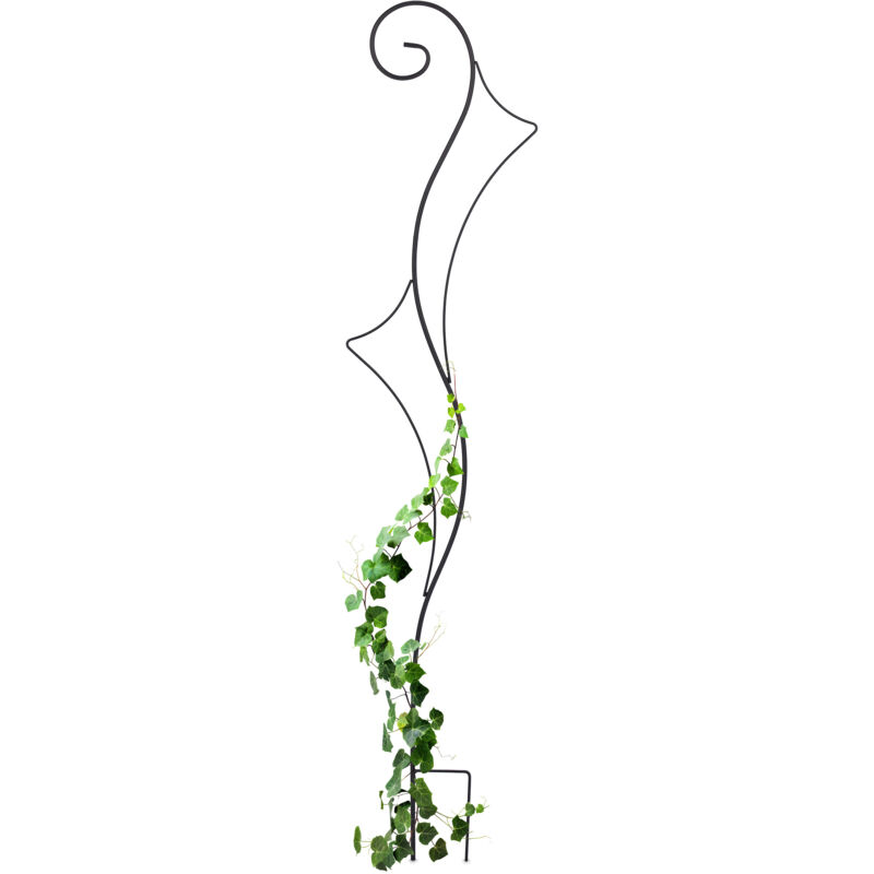 foto del prodotto supporto per piante rampicanti da giardino, traliccio di sostegno per edera e rose, 147x30 cm, metallo, nero relaxdays