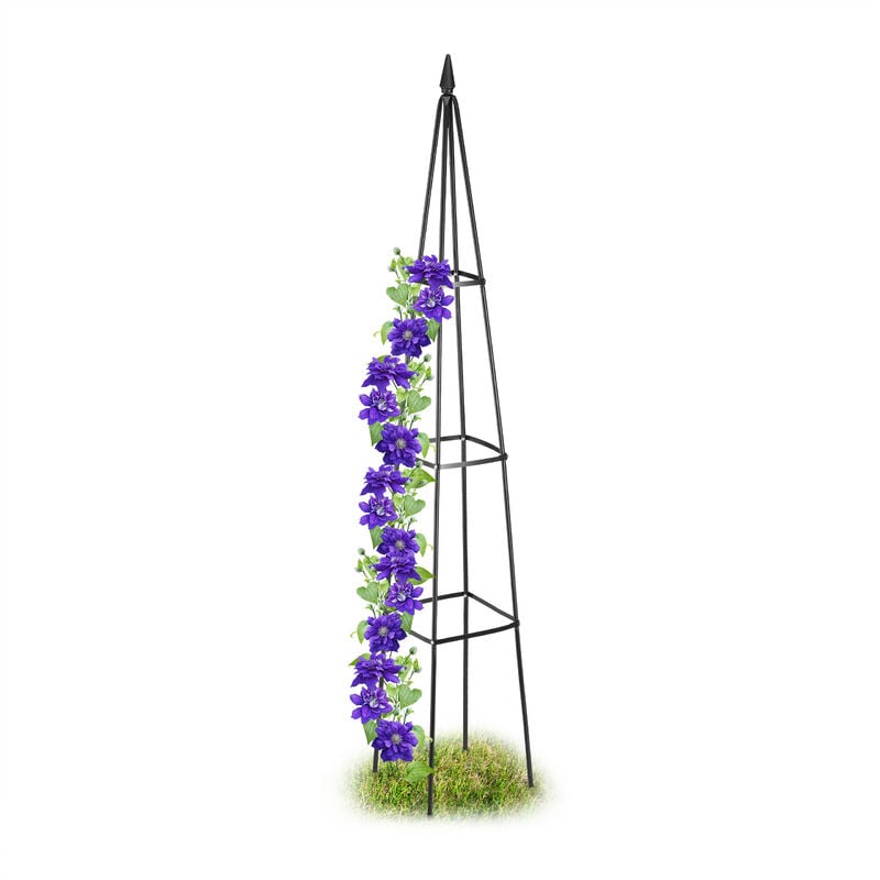 foto del prodotto supporto per rampicanti, piramidali, hxlxp 190x35x35 cm, graticolati per piante, rose, edere, metallo, nero relaxdays