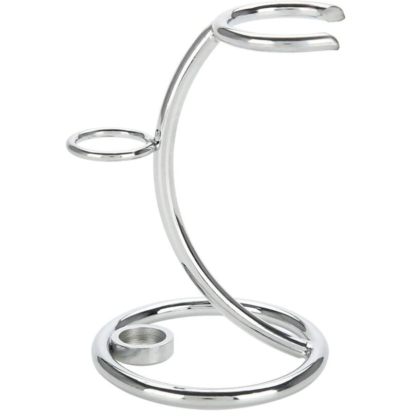 foto del prodotto supporto per rasoio e pennello da barba in metallo, supporto per rasoio resistente, kit di strumenti da barba professionale, design curvo 2 in 1 per
