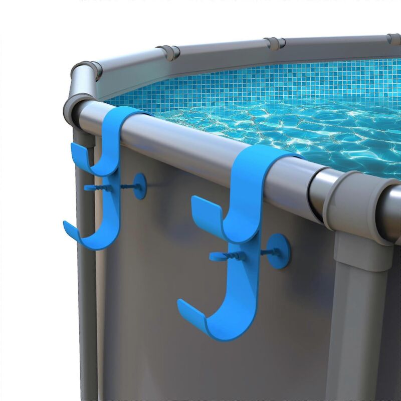 foto del prodotto supporto per retino skimmer da piscina, supporto per palo per piscina fuori terra, accessori per piscina fuori terra, ganci telescopici regolabili