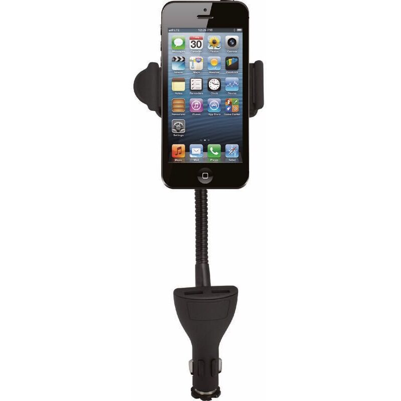 foto del prodotto supporto per smartphone e caricabatteria per accendisigari gm black