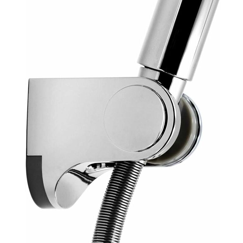foto del prodotto supporto per soffione doccia fisso regolabile universale con attacco a parete per bagno abs cromato hszj001