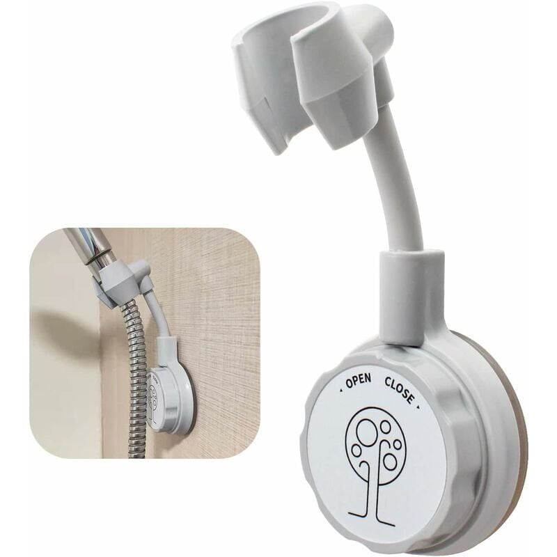 foto del prodotto supporto per soffione doccia scorrevole con ventosa, supporto per soffione doccia regolabile, supporto per doccia girevole a 360 adatto per