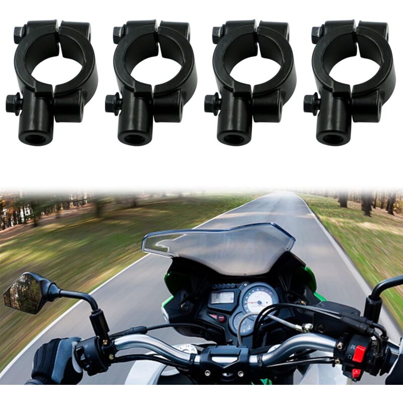 foto del prodotto supporto per specchietto retrovisore per moto, 4 pezzi, universale, da 10 mm, per manubrio, adattatore per morsetto per specchietti laterali,