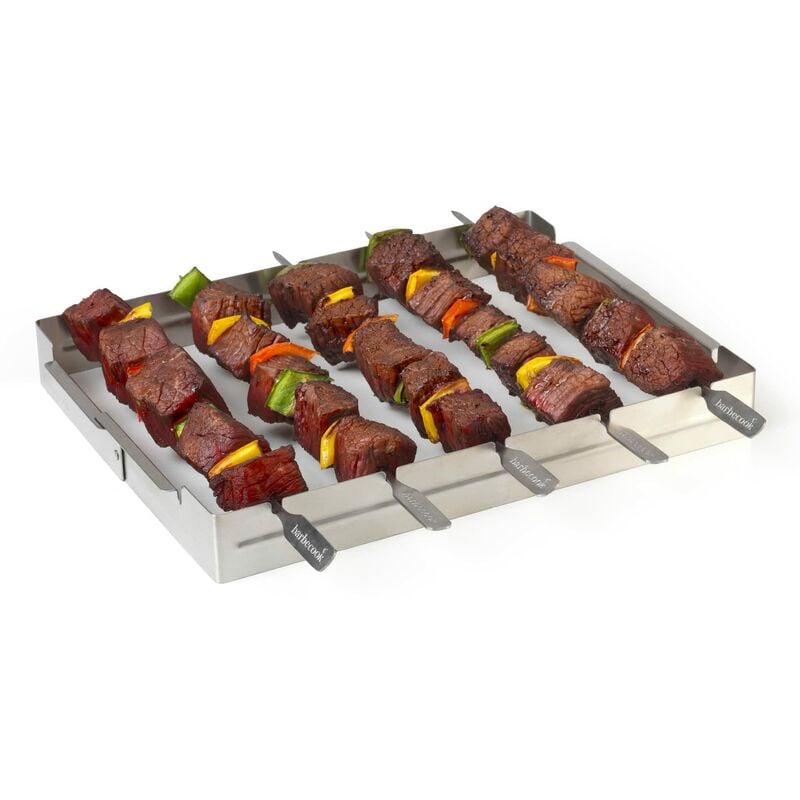 foto del prodotto supporto per spiedini barbecue, spiedini per barbecue acciaio inossidabile, spiedini per barbecue, accessori per barbecue, 34 x 27 x 4 cm barbecook